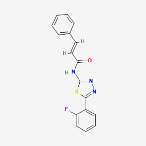 molecular formula C17H12FN3OS B11673327 (2E)-N-[(2Z)-5-(2-fluorophenyl)-1,3,4-thiadiazol-2(3H)-ylidene]-3-phenylprop-2-enamide 