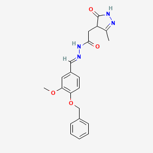 N'-{(E)-[4-(benzyloxy)-3-methoxyphenyl]methylidene}-2-(3-hydroxy-5-methyl-4H-pyrazol-4-yl)acetohydrazide