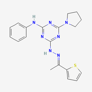 N-phenyl-4-(pyrrolidin-1-yl)-6-{(2E)-2-[1-(thiophen-2-yl)ethylidene]hydrazinyl}-1,3,5-triazin-2-amine