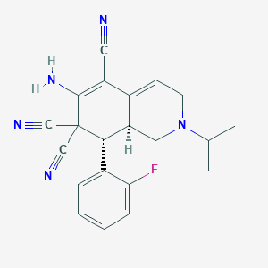 molecular formula C21H20FN5 B11673411 (8S,8aS)-6-amino-8-(2-fluorophenyl)-2-(propan-2-yl)-2,3,8,8a-tetrahydroisoquinoline-5,7,7(1H)-tricarbonitrile 