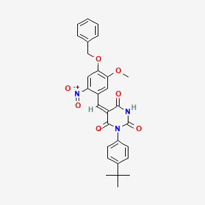 molecular formula C29H27N3O7 B11673469 (5E)-5-[4-(benzyloxy)-5-methoxy-2-nitrobenzylidene]-1-(4-tert-butylphenyl)pyrimidine-2,4,6(1H,3H,5H)-trione 