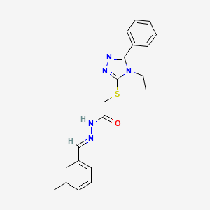 2-[(4-ethyl-5-phenyl-4H-1,2,4-triazol-3-yl)sulfanyl]-N'-[(E)-(3-methylphenyl)methylidene]acetohydrazide