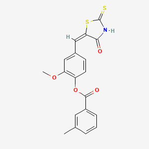 2-methoxy-4-[(E)-(4-oxo-2-thioxo-1,3-thiazolidin-5-ylidene)methyl]phenyl 3-methylbenzoate