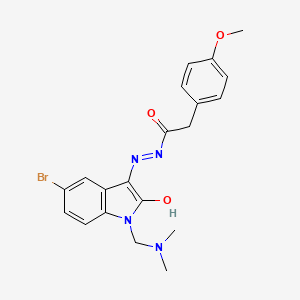 molecular formula C20H21BrN4O3 B11673544 N'-{(3Z)-5-bromo-1-[(dimethylamino)methyl]-2-oxo-1,2-dihydro-3H-indol-3-ylidene}-2-(4-methoxyphenyl)acetohydrazide 