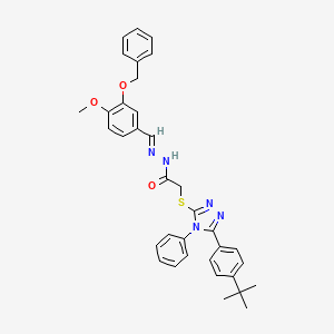 molecular formula C35H35N5O3S B11673548 N'-{(E)-[3-(benzyloxy)-4-methoxyphenyl]methylidene}-2-{[5-(4-tert-butylphenyl)-4-phenyl-4H-1,2,4-triazol-3-yl]sulfanyl}acetohydrazide 