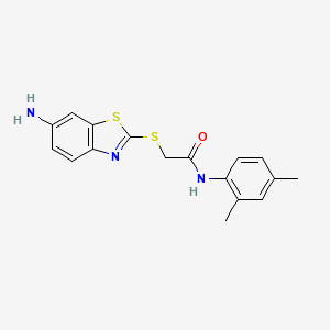 molecular formula C17H17N3OS2 B11673560 2-[(6-amino-1,3-benzothiazol-2-yl)sulfanyl]-N-(2,4-dimethylphenyl)acetamide 