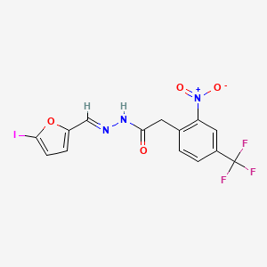 molecular formula C14H9F3IN3O4 B11673577 N'-[(E)-(5-iodofuran-2-yl)methylidene]-2-[2-nitro-4-(trifluoromethyl)phenyl]acetohydrazide 