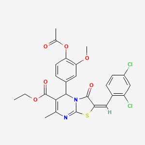 ethyl (2E)-5-[4-(acetyloxy)-3-methoxyphenyl]-2-(2,4-dichlorobenzylidene)-7-methyl-3-oxo-2,3-dihydro-5H-[1,3]thiazolo[3,2-a]pyrimidine-6-carboxylate