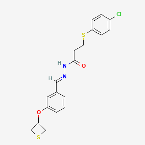 molecular formula C19H19ClN2O2S2 B11673591 3-[(4-Chlorophenyl)sulfanyl]-N'-[(E)-[3-(thietan-3-yloxy)phenyl]methylidene]propanehydrazide 