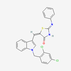 molecular formula C25H17Cl2N3OS B11673606 (5E)-2-anilino-5-[[1-[(2,4-dichlorophenyl)methyl]indol-3-yl]methylidene]-1,3-thiazol-4-one 