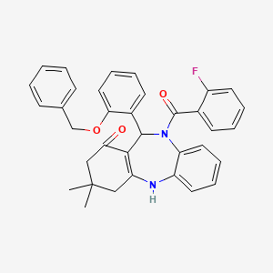 molecular formula C35H31FN2O3 B11673617 6-(2-Benzyloxyphenyl)-5-(2-fluorobenzoyl)-9,9-dimethyl-6,8,10,11-tetrahydrobenzo[b][1,4]benzodiazepin-7-one 