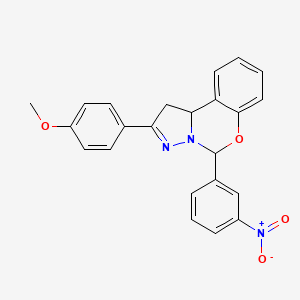 molecular formula C23H19N3O4 B11673640 2-(4-Methoxyphenyl)-5-(3-nitrophenyl)-1,10b-dihydropyrazolo[1,5-c][1,3]benzoxazine 