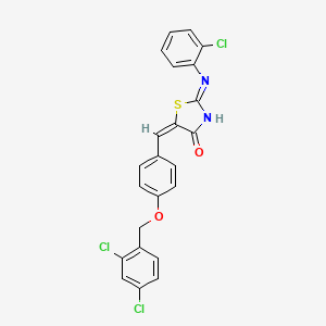 molecular formula C23H15Cl3N2O2S B11673645 (5E)-2-[(2-chlorophenyl)amino]-5-{4-[(2,4-dichlorobenzyl)oxy]benzylidene}-1,3-thiazol-4(5H)-one 