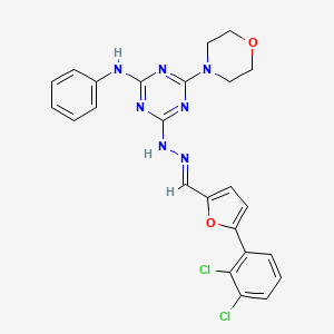 molecular formula C24H21Cl2N7O2 B11673665 4-[(2E)-2-{[5-(2,3-dichlorophenyl)furan-2-yl]methylidene}hydrazinyl]-6-(morpholin-4-yl)-N-phenyl-1,3,5-triazin-2-amine 