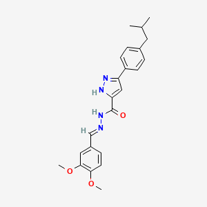 N'-[(E)-(3,4-dimethoxyphenyl)methylidene]-3-[4-(2-methylpropyl)phenyl]-1H-pyrazole-5-carbohydrazide