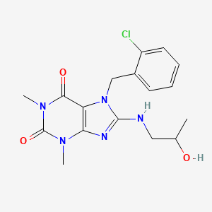 molecular formula C17H20ClN5O3 B11673676 7-(2-chlorobenzyl)-8-[(2-hydroxypropyl)amino]-1,3-dimethyl-3,7-dihydro-1H-purine-2,6-dione 