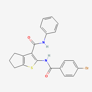 molecular formula C21H17BrN2O2S B11673689 2-(4-bromobenzamido)-N-phenyl-4H,5H,6H-cyclopenta[b]thiophene-3-carboxamide 