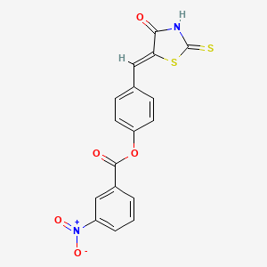 4-[(Z)-(4-oxo-2-thioxo-1,3-thiazolidin-5-ylidene)methyl]phenyl 3-nitrobenzoate