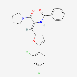 N-[(1Z)-1-[5-(2,4-dichlorophenyl)furan-2-yl]-3-oxo-3-(pyrrolidin-1-yl)prop-1-en-2-yl]benzamide