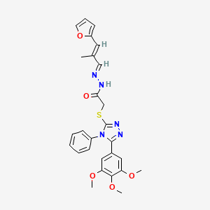 N'-[(1E,2E)-3-(furan-2-yl)-2-methylprop-2-en-1-ylidene]-2-{[4-phenyl-5-(3,4,5-trimethoxyphenyl)-4H-1,2,4-triazol-3-yl]sulfanyl}acetohydrazide