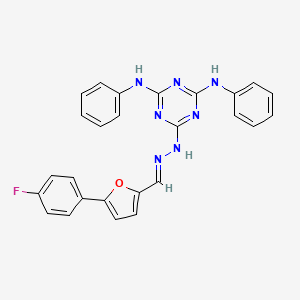 6-[(2E)-2-{[5-(4-fluorophenyl)furan-2-yl]methylidene}hydrazinyl]-N,N'-diphenyl-1,3,5-triazine-2,4-diamine