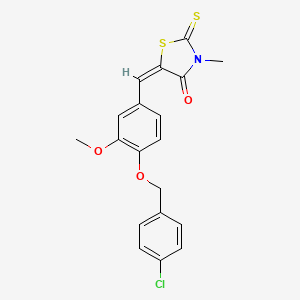 (5E)-5-{4-[(4-chlorobenzyl)oxy]-3-methoxybenzylidene}-3-methyl-2-thioxo-1,3-thiazolidin-4-one