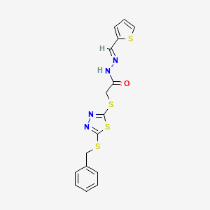 2-{[5-(Benzylsulfanyl)-1,3,4-thiadiazol-2-YL]sulfanyl}-N'-[(E)-2-thienylmethylidene]acetohydrazide