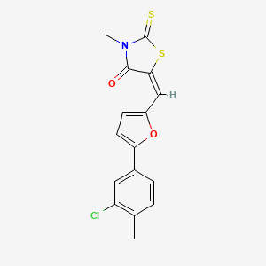 molecular formula C16H12ClNO2S2 B11673801 (5E)-5-{[5-(3-Chloro-4-methylphenyl)furan-2-YL]methylidene}-3-methyl-2-sulfanylidene-1,3-thiazolidin-4-one 