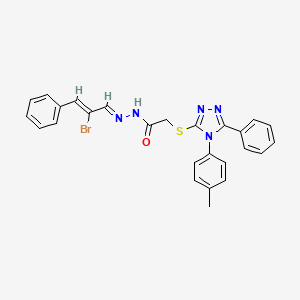 molecular formula C26H22BrN5OS B11673809 N'-[(1E,2Z)-2-bromo-3-phenylprop-2-en-1-ylidene]-2-{[4-(4-methylphenyl)-5-phenyl-4H-1,2,4-triazol-3-yl]sulfanyl}acetohydrazide 