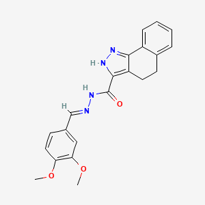 N'-[(E)-(3,4-Dimethoxyphenyl)methylidene]-1H,4H,5H-benzo[G]indazole-3-carbohydrazide