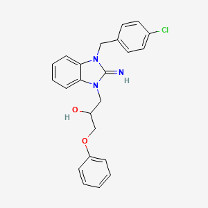 molecular formula C23H22ClN3O2 B11673826 1-[3-(4-chlorobenzyl)-2-imino-2,3-dihydro-1H-benzimidazol-1-yl]-3-phenoxypropan-2-ol 