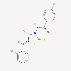 4-bromo-N-[(5Z)-5-[(2-chlorophenyl)methylidene]-4-oxo-2-sulfanylidene-1,3-thiazolidin-3-yl]benzamide