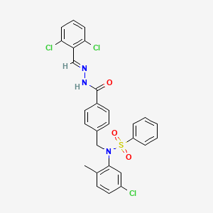 molecular formula C28H22Cl3N3O3S B11673865 N-(5-chloro-2-methylphenyl)-N-(4-{[(2E)-2-(2,6-dichlorobenzylidene)hydrazinyl]carbonyl}benzyl)benzenesulfonamide 