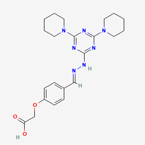 {4-[(E)-{2-[4,6-di(piperidin-1-yl)-1,3,5-triazin-2-yl]hydrazinylidene}methyl]phenoxy}acetic acid