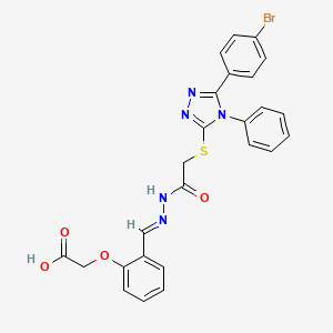 (2-{(E)-[2-({[5-(4-bromophenyl)-4-phenyl-4H-1,2,4-triazol-3-yl]sulfanyl}acetyl)hydrazinylidene]methyl}phenoxy)acetic acid