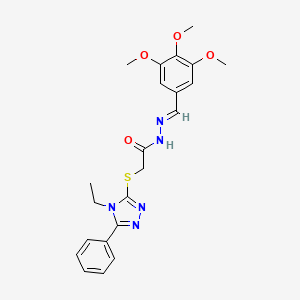 2-[(4-ethyl-5-phenyl-4H-1,2,4-triazol-3-yl)sulfanyl]-N'-[(E)-(3,4,5-trimethoxyphenyl)methylidene]acetohydrazide