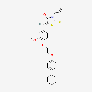 molecular formula C28H31NO4S2 B11673899 (5Z)-5-{4-[2-(4-cyclohexylphenoxy)ethoxy]-3-methoxybenzylidene}-3-(prop-2-en-1-yl)-2-thioxo-1,3-thiazolidin-4-one 