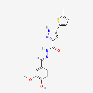 N'-[(E)-(4-hydroxy-3-methoxyphenyl)methylidene]-3-(5-methylthiophen-2-yl)-1H-pyrazole-5-carbohydrazide