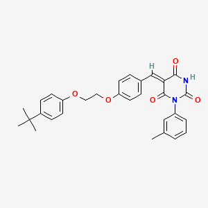 molecular formula C30H30N2O5 B11673986 (5Z)-5-{4-[2-(4-tert-butylphenoxy)ethoxy]benzylidene}-1-(3-methylphenyl)pyrimidine-2,4,6(1H,3H,5H)-trione 