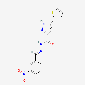 molecular formula C15H11N5O3S B11673993 N'-[(E)-(3-nitrophenyl)methylidene]-3-(2-thienyl)-1H-pyrazole-5-carbohydrazide 