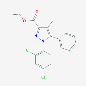 molecular formula C19H16Cl2N2O2 B116740 Ethyl-(1-(2,4-Dichlorphenyl)-4-methyl-5-phenyl-1H-pyrazol-3-yl)-carboxylat CAS No. 221385-23-5