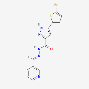 3-(5-bromo-2-thienyl)-N'-[(E)-3-pyridinylmethylidene]-1H-pyrazole-5-carbohydrazide