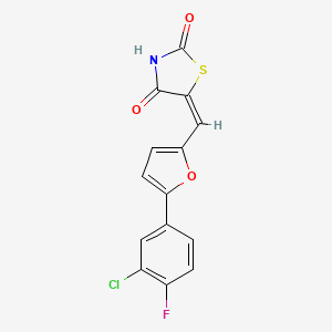 (5E)-5-{[5-(3-chloro-4-fluorophenyl)furan-2-yl]methylidene}-1,3-thiazolidine-2,4-dione