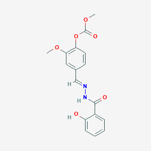 molecular formula C17H16N2O6 B11674053 4-[(E)-{2-[(2-hydroxyphenyl)carbonyl]hydrazinylidene}methyl]-2-methoxyphenyl methyl carbonate 