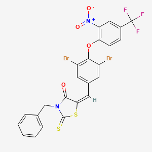 (5E)-3-benzyl-5-{3,5-dibromo-4-[2-nitro-4-(trifluoromethyl)phenoxy]benzylidene}-2-thioxo-1,3-thiazolidin-4-one