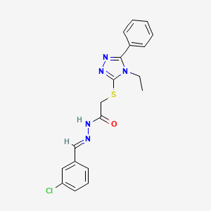 molecular formula C19H18ClN5OS B11674090 N'-[(E)-(3-chlorophenyl)methylidene]-2-[(4-ethyl-5-phenyl-4H-1,2,4-triazol-3-yl)sulfanyl]acetohydrazide 