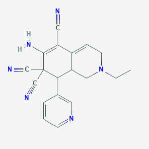 6-amino-2-ethyl-8-(pyridin-3-yl)-2,3,8,8a-tetrahydroisoquinoline-5,7,7(1H)-tricarbonitrile