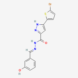 molecular formula C15H11BrN4O2S B11674151 3-(5-Bromothiophen-2-yl)-N'-(3-hydroxybenzylidene)-1H-pyrazole-5-carbohydrazide CAS No. 303104-92-9