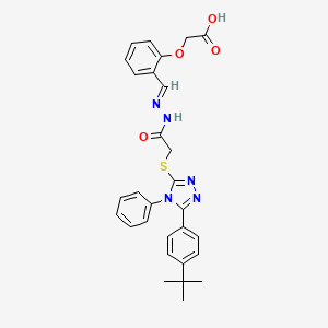 (2-{(E)-[({[5-(4-tert-butylphenyl)-4-phenyl-4H-1,2,4-triazol-3-yl]sulfanyl}acetyl)hydrazono]methyl}phenoxy)acetic acid