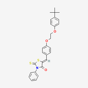 molecular formula C28H27NO3S2 B11674162 (5Z)-5-{4-[2-(4-tert-butylphenoxy)ethoxy]benzylidene}-3-phenyl-2-thioxo-1,3-thiazolidin-4-one 